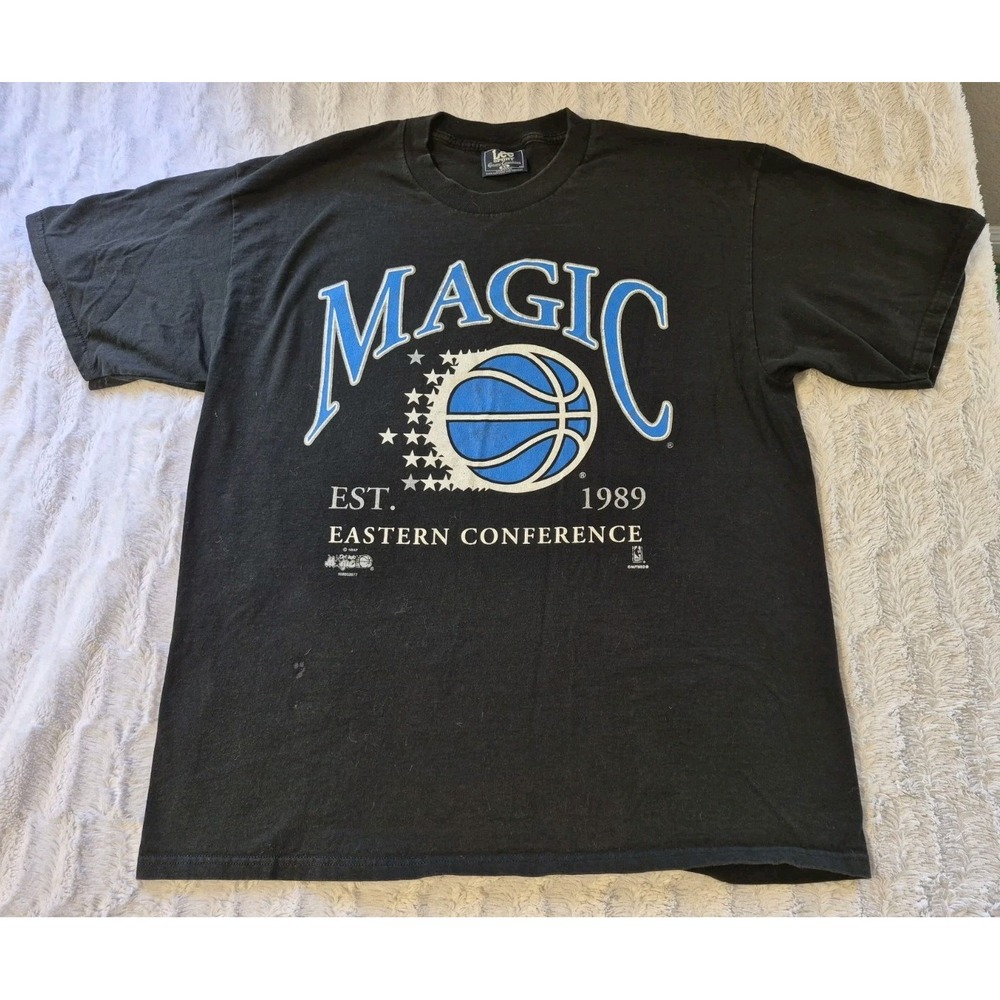 Vintage 90s Lee Sport Orlando Magic T Shirt Men's XL Black Nutmeg NBA Made USA